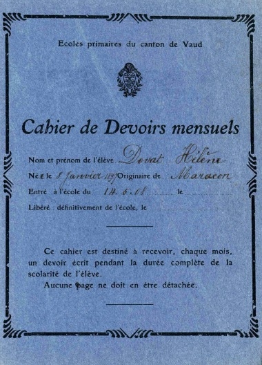 Cahier de Devoirs mensuels - Hélène (de 7 à 14 ans) - 1908 et suivantes