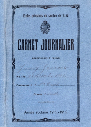 carnet journalier de leçons et devoirs - Jenny (14 ans) - 1915-16