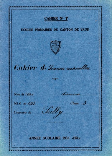 Cahier de Sciences naturelles - Fiorenza (11 ans) - 1933-34