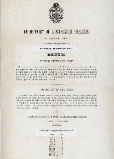1877 - Examens annuels - Dictée et composition