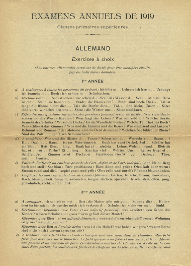 1919 - Examens annuels – Allemand