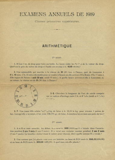 1919 - Examens annuels – Arithmétique