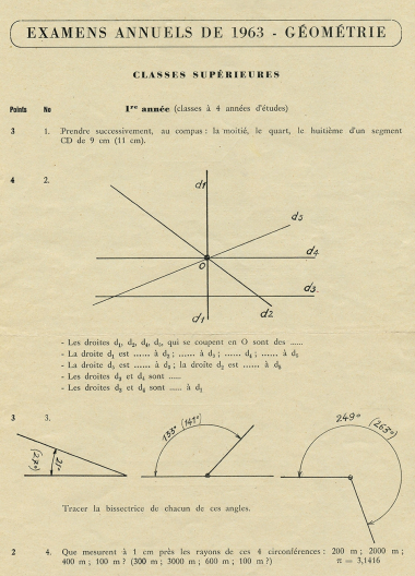 1963 - Examens annuels – Géométrie